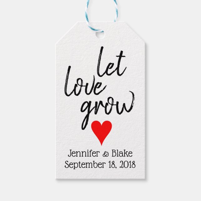 Let Love Grow Customizable Wedding Favour Tag (Front)