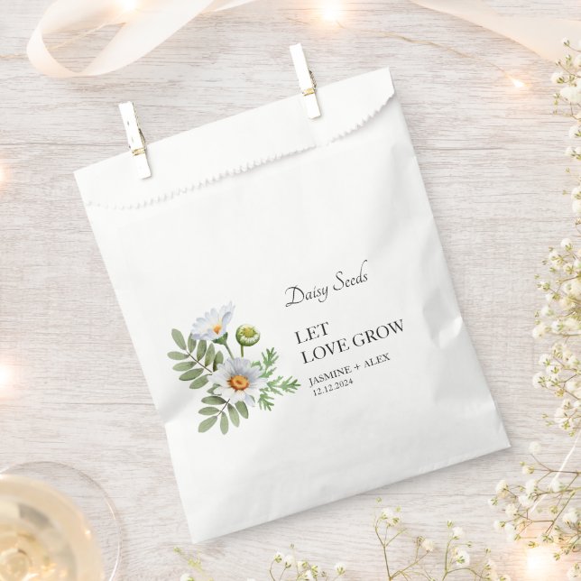 Let Love Grow Daisy Seed Wedding Favour Bag (Clipped)