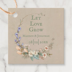 Let Love Grow Floral Name Date Personalized Whimsy Favour Tags