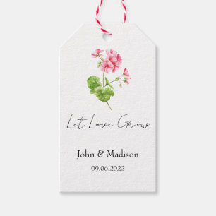 Let love grow Geranium seed packet Wedding Gift Tags