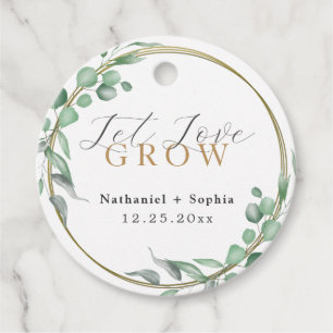 Let Love Grow Gold Greenery Elegant Wedding Favor  Favour Tags