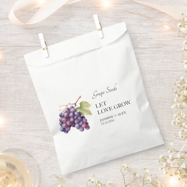 Let Love Grow | Grape Seed Wedding Favour Bag (Clipped)