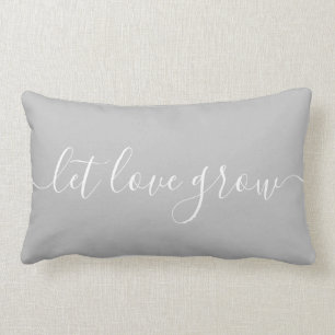 Let Love Grow Grey & White Lumbar Pillow