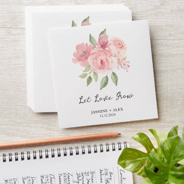 Let Love Grow l Rose Seed Packet Wedding Favour Envelope (Stacked)