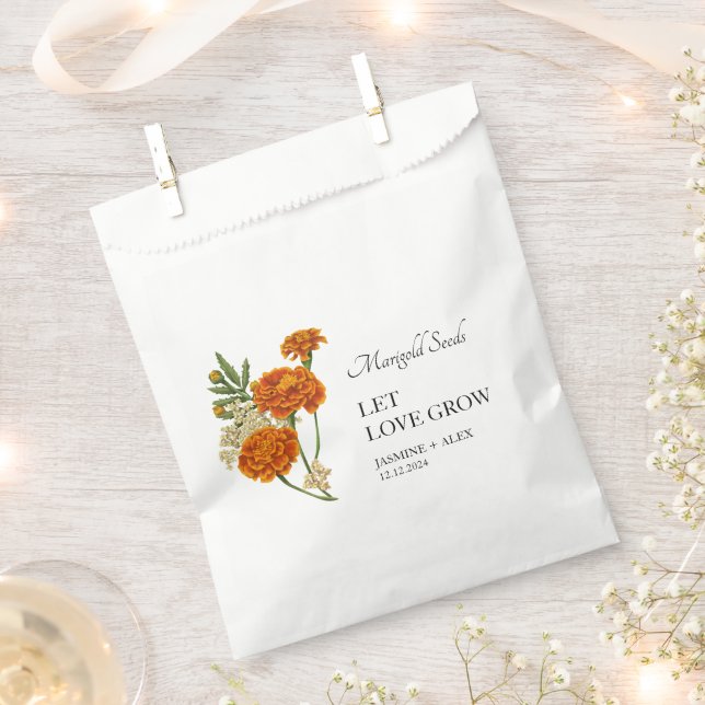 Let Love Grow Marigold Seed Wedding Favour Bag (Clipped)