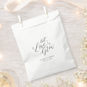 "Let love grow" modern calligraphy wedding Favour Bag
