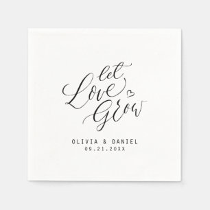 "Let love grow" modern calligraphy wedding Napkin