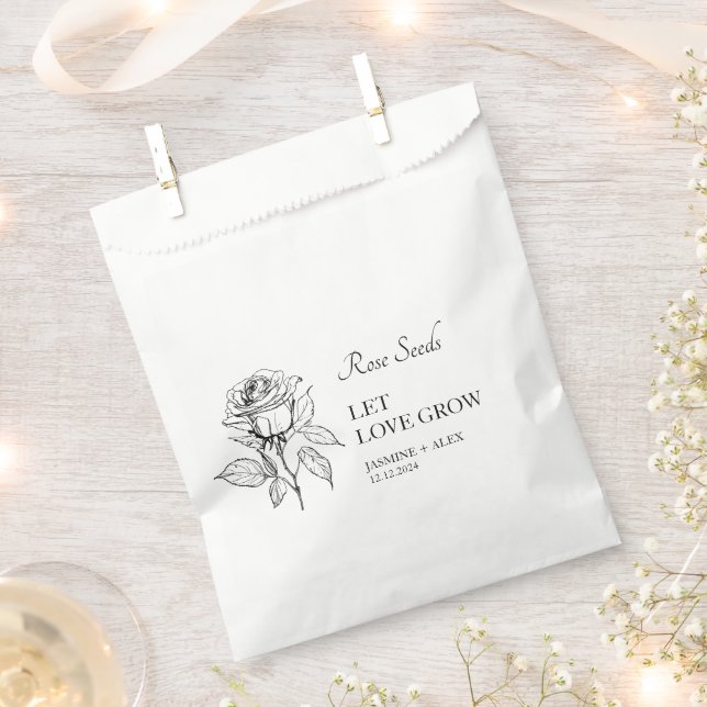 Let Love Grow Rose Seed Wedding Favour Bag (Clipped)