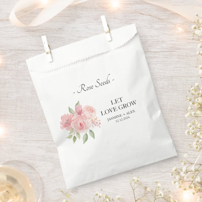 Let Love Grow Rose Seed Wedding Favour Bag (Clipped)