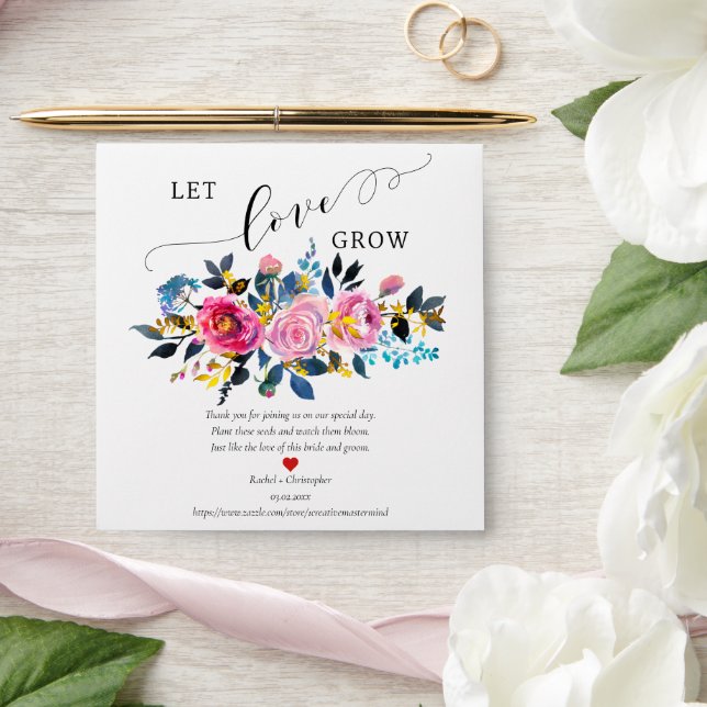 Let Love Grow Roses Wedding Favours Seed Packet  Envelope (Wedding)