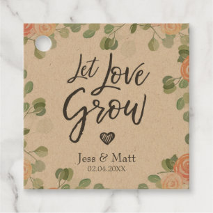 Let Love Grow Rustic Floral Greenery Boho Kraft Favour Tags