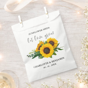 Let Love Grow Rustic Sunflower Seed Wedding Favour Bag