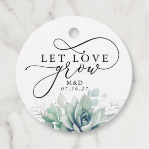 Let Love Grow silver Greenery Elegant Wedding Favour Tags