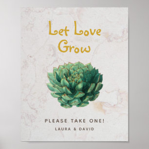 Let Love Grow Succulents Botanical Wedding Favors Poster