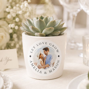 Let Love Grow Wedding Brush Stroke Photo Classic Round Sticker