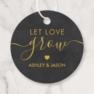 Let Love Grow, Wedding Gift Tag, Chalkboard Gold Favour Tags
