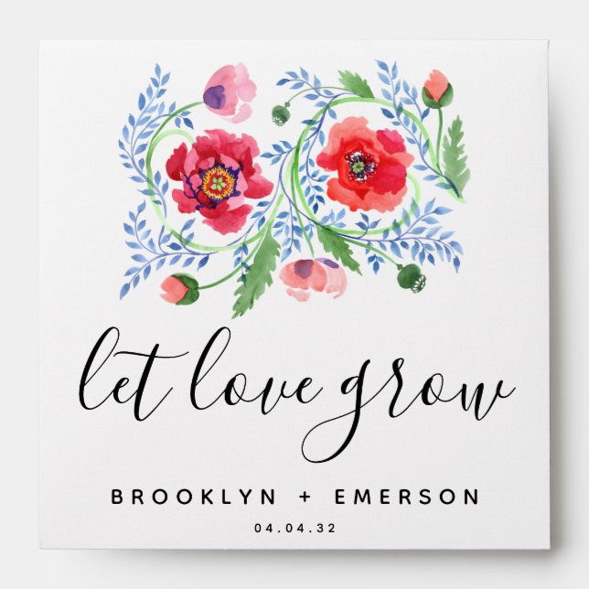 Let Love Grow Wedding Seed Packet Favour Envelope (Front)