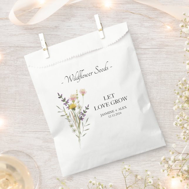 Let Love Grow Wildflower Seed Wedding Favour Favour Bag (Clipped)
