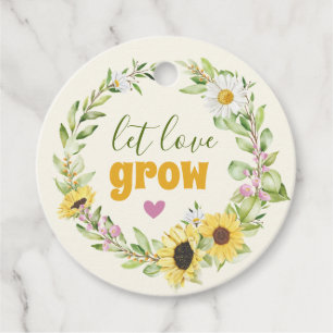 Let Love Grow Wildflower Sunflower Wedding Shower Favour Tags