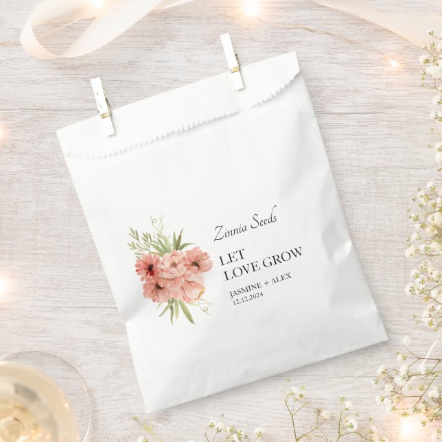 Let Love Grow Zinnia Seed Wedding Favour Bag (Clipped)
