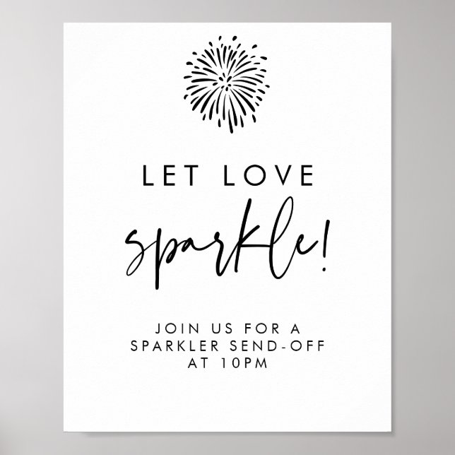 Let Love Sparkle Modern Black Calligraphy Wedding Poster (Front)