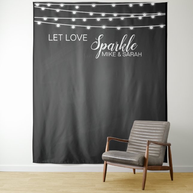 Let love sparkle photo Booth banner Tapestry (In Situ)