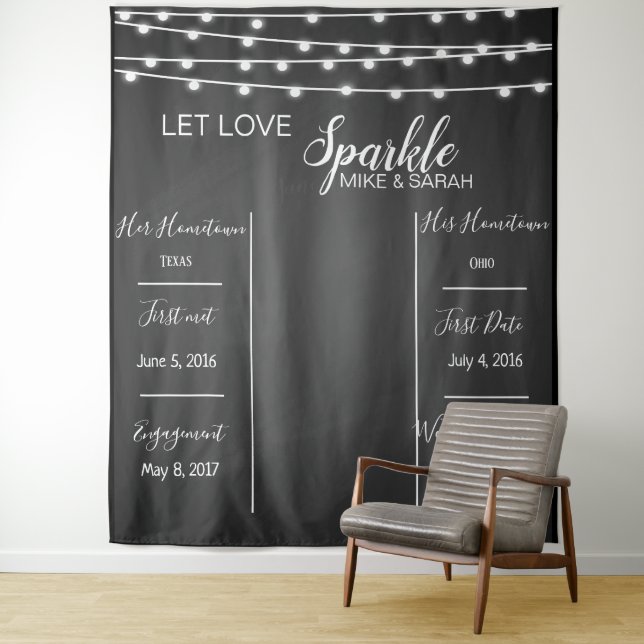 Let love sparkle photo Booth banner Tapestry (In Situ)