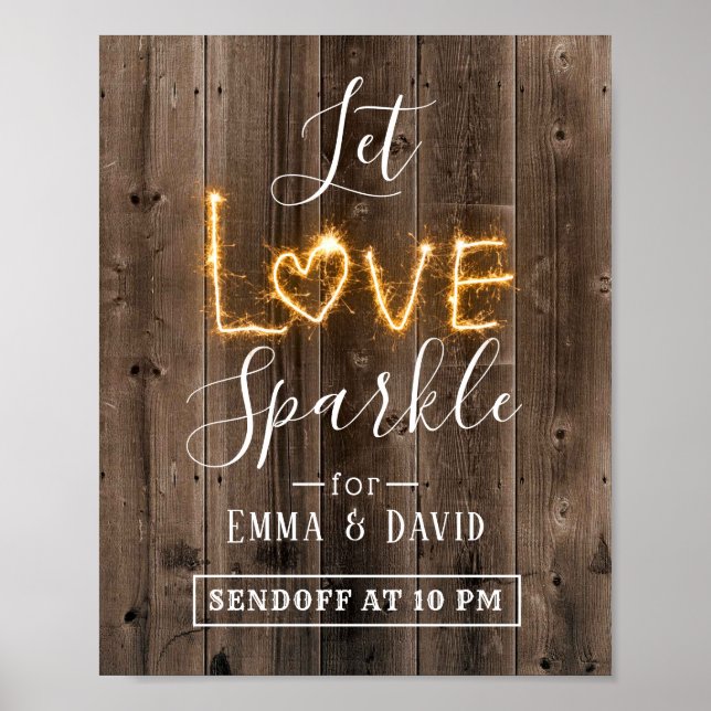 Let Love Sparkle | Rustic Barn Wood Wedding Sign (Front)