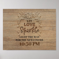 Let Love Sparkle Rustic Wood Wedding Sign