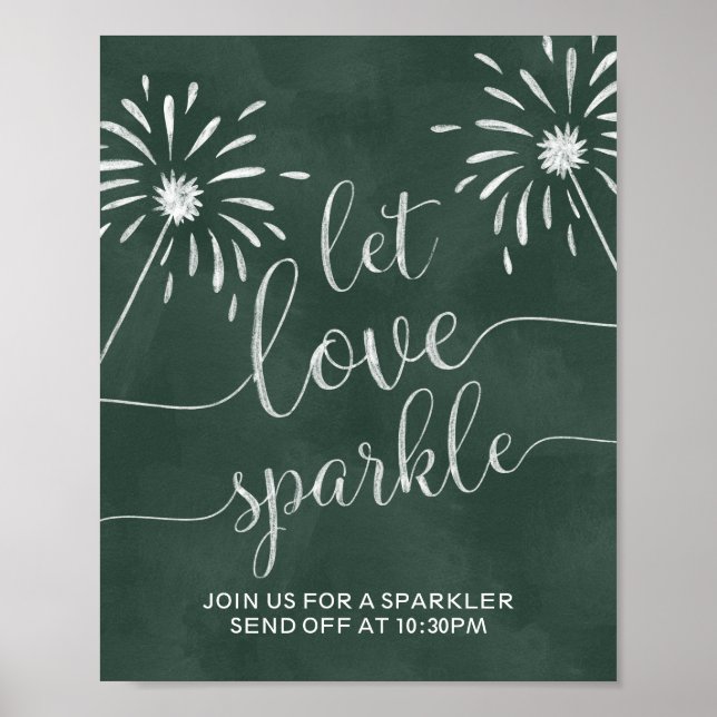 Let Love Sparkle Send Off Chalkboard Wedding Sign (Front)