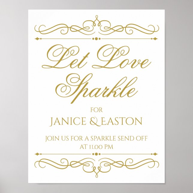 Let Love Sparkle Sign | Gold Swirl Calligraphy (Front)
