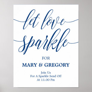 Let Love Sparkle Wedding Sign Navy Blue