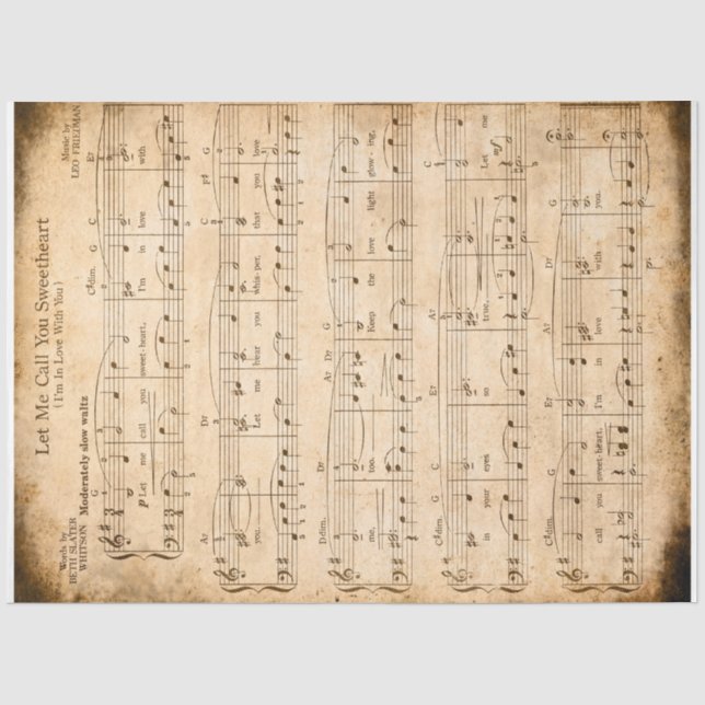 Let Me Call You Sweetheart Music Decoupage Tissue Paper (Front)