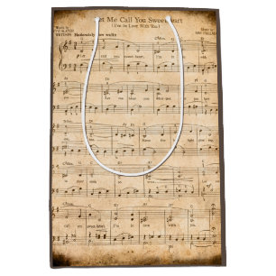 Let Me Call You Sweetheart Sheet Music Valentine  Medium Gift Bag