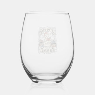 Let Me Read In Peace Ghost Book Lover Halloween De Stemless Wine Glass
