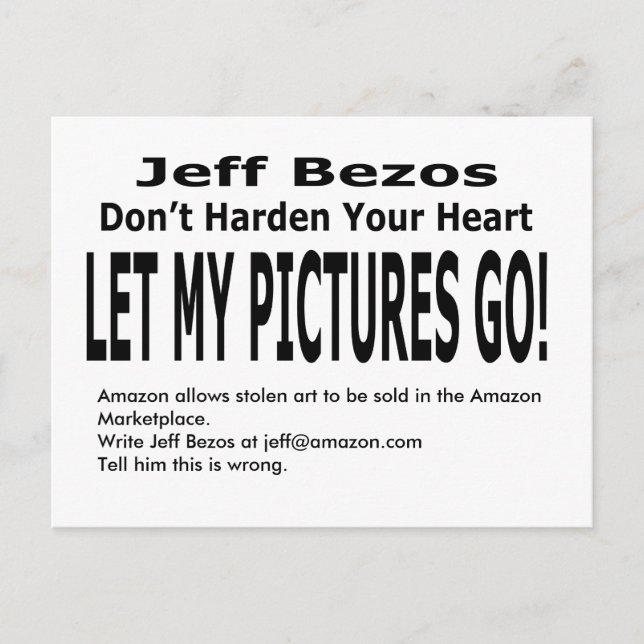 Let My Pictures Go! Postcard (Front)