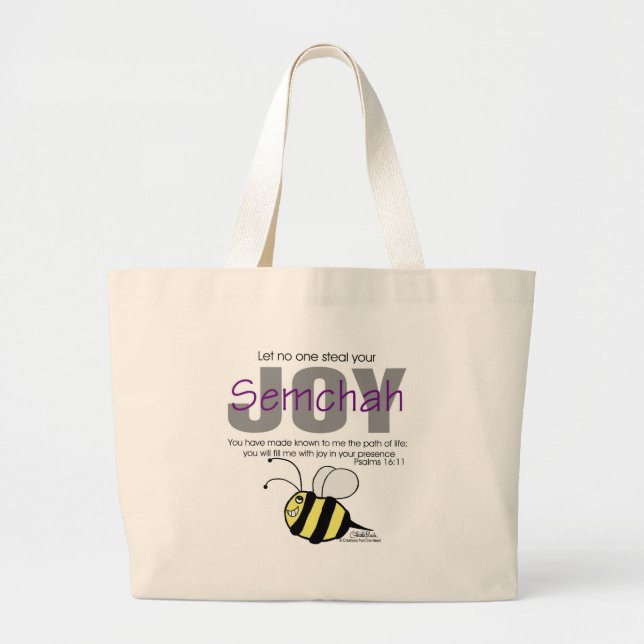 Let  No One Steal Your Semchah Large Tote Bag (Front)