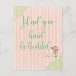 Let Not your Heart Be Troubled KJV Scripture  Postcard