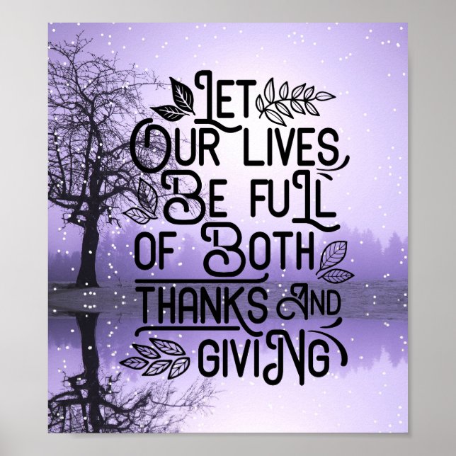 Let our lives be full of both thanks and giving poster (Front)