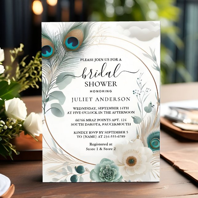 Let Rustic Asian Sky Cloud Peacock Bridal Shower Invitation (Creator Uploaded)