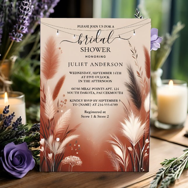 Let Rustic Boho Autumn Ombre Brown Bridal Shower Invitation (Creator Uploaded)