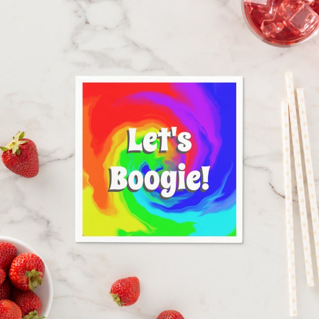 Let’s Boogie! Vibrant Heat Wave Swirl Birthday Napkin (Insitu)