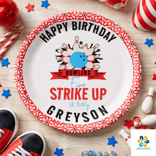 Let’s Bowl! Fun Kids 5th Birthday Party Bowling Paper Plate