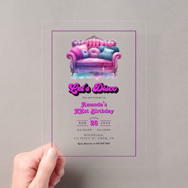 Let’s Disco Birthday Party Acrylic Invitations (Insitu (Handheld))