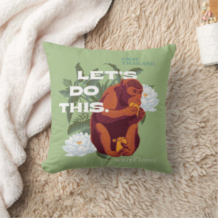 "Let’s Do This" Monkey - The White Lotus Throw Pillow