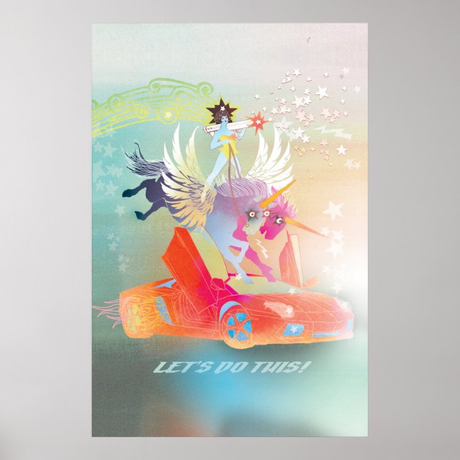 Let’s Do This! Surreal Pegasus Power Art Print (Front)