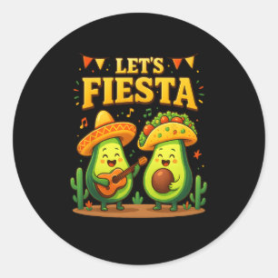Let’s Fiesta Mexican Cinco De Mayo Avocado Tacos D Classic Round Sticker