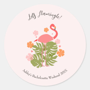 Let’s Flamingle Pink Flamingo Bachelorette Weekend Classic Round Sticker