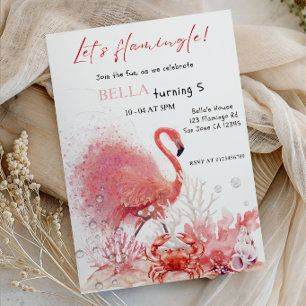 Let’s Flamingle! Pink Flamingo Girl Birthday Party Invitation