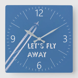 Let’s fly away square wall clock